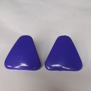 Vintage 80s Purple Lucite Triangle Earrings Pierced Signed JB